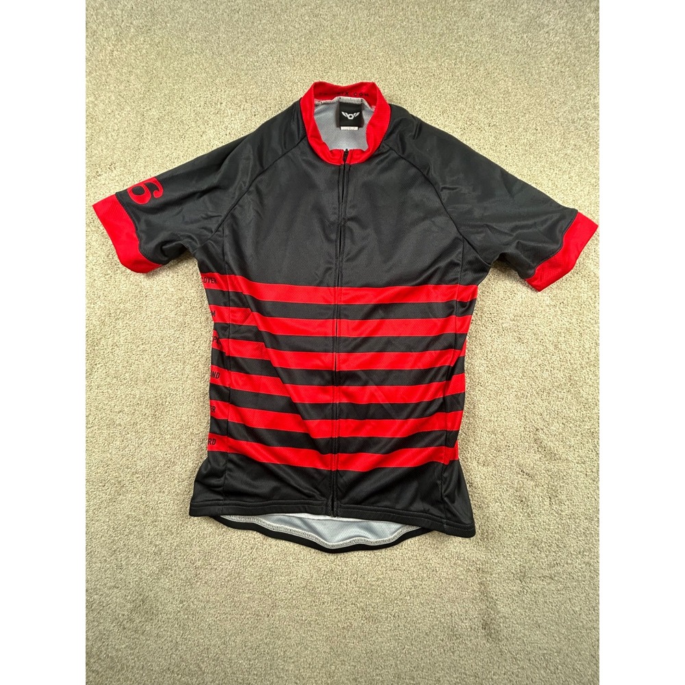 Twin Six Club Cycling Jersey Mens Small Black Red Striped Full‎ Zip V44683
